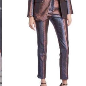 Veronica Beard Metallic Lago Pintuck Trousers Size 10
